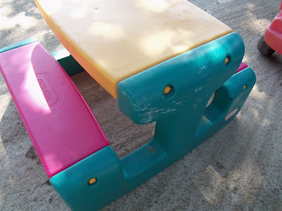 tikes plastic paint outdoor toys table spray picnic diy project covers apart removing took lille punkin