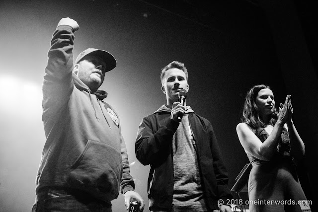 The crew from Indie 88 including Josie Dye, Matt and Carlin at The Danforth Music Hall on May 19, 2018 to celebrate the One-Year Anniversary of the Josie Dye show on Indie 88 Photo by John Ordean at One In Ten Words oneintenwords.com toronto indie alternative live music blog concert photography pictures photos