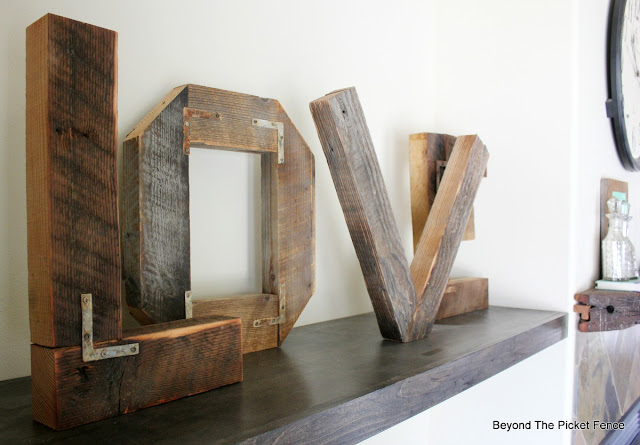 reclaimed wood, rustic, letters, barnwood, big letters, love, beyond the picket fence, rusty, wedding decor