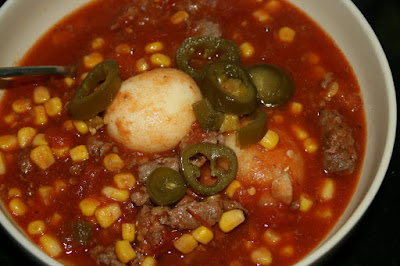 Cowboy stew is a fun, tangy recipe that is super delicious and easy to make. This recipe used canned potatoes -- which to my kids look like dinosaur eggs! You can make it super spicy by adding lots of jalapeños, or you can tone it down.