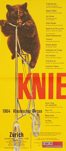 avec une deuxième unité à l'expo suisse de Lausanne, seulement une moitié de la famille Knie participe a la tournée 1964