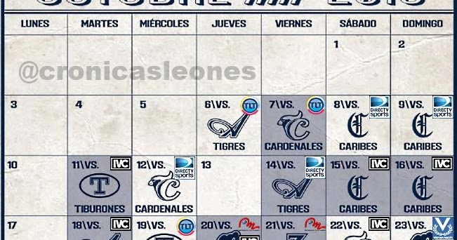 Calendario en #LVBP juegos de Leones del Caracas - Eliminatoria/TV