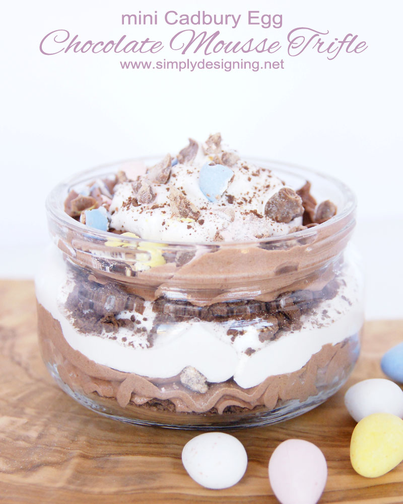 mini Cadbury Egg Chocolate Mousse Trifle | a perfect Easter or Spring Dessert | #dessert #recipe #easter #easterrecipe #trifle