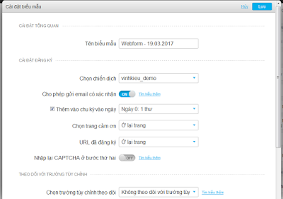 Cài đặt biểu mẫu Cài đặt biểu mẫu