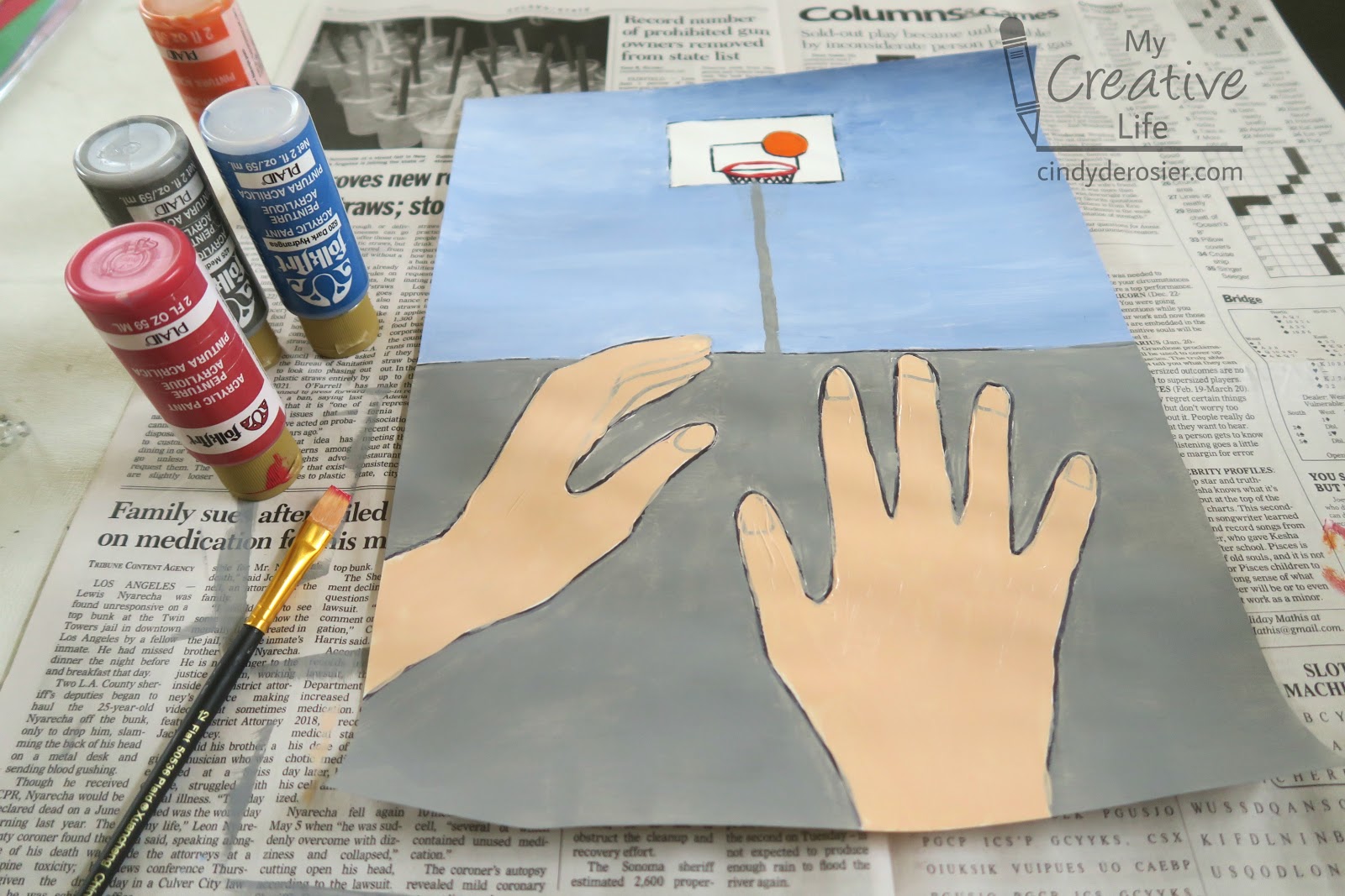 Cindy deRosier My Creative Life Basketball Handprint Painting