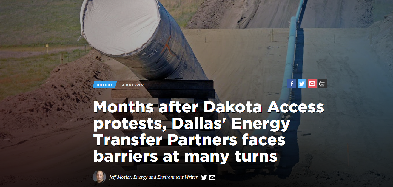 THE WESTERNER Months After Dakota Access Protests Dallas Energy 