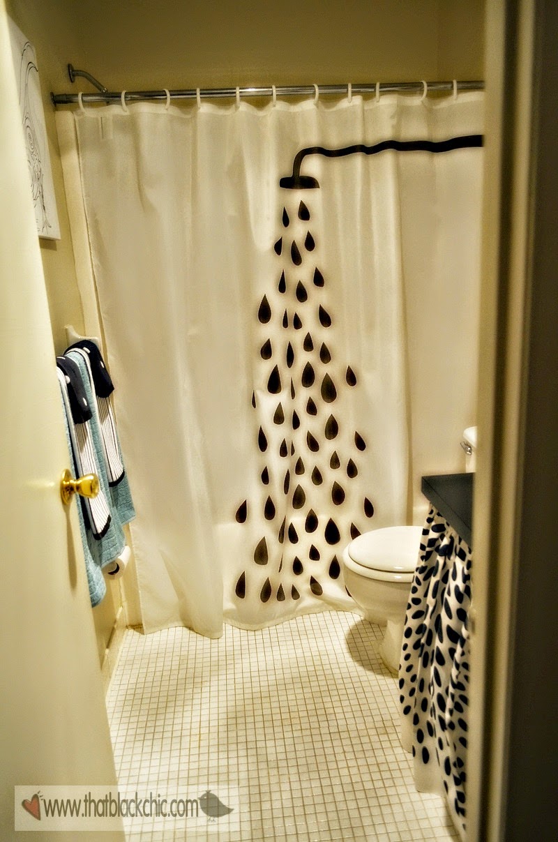 What's black, white and a touch of Teal? Mori's bathroom make-over ...