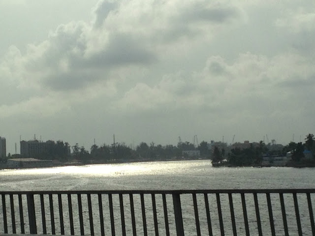 Lagoon view of Lagos, Nigeria from Bridge