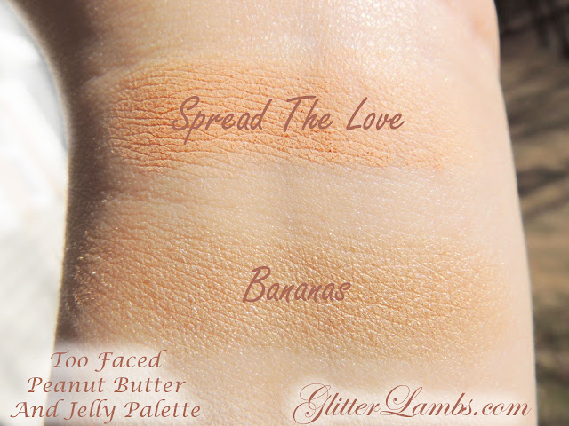 Too Faced Peanut Butter And Jelly Palette Makeup Swatches by Glitter Lambs www.GlitterLambs.com. Spread The Love, Bananas, Extra Creamy, Peanut Butter, Peanut Brittle, Jelly, Peanut Butter Cup, Jammin, Nuts About U, Eyeshadow Swatches of Too Faced makeup palette. Too Faced Peanut Butter And Jelly Palette Makeup Swatches by Glitter Lambs www.GlitterLambs.com. Spread The Love, Bananas, Extra Creamy, Peanut Butter, Peanut Brittle, Jelly, Peanut Butter Cup, Jammin, Nuts About U, Eyeshadow Swatches of Too Faced makeup palette.