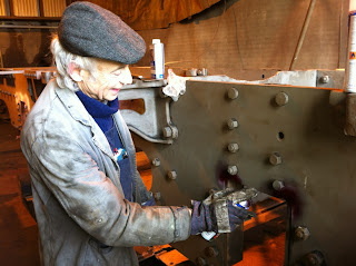 Peter working on Horden's horn guides at Marley Hill