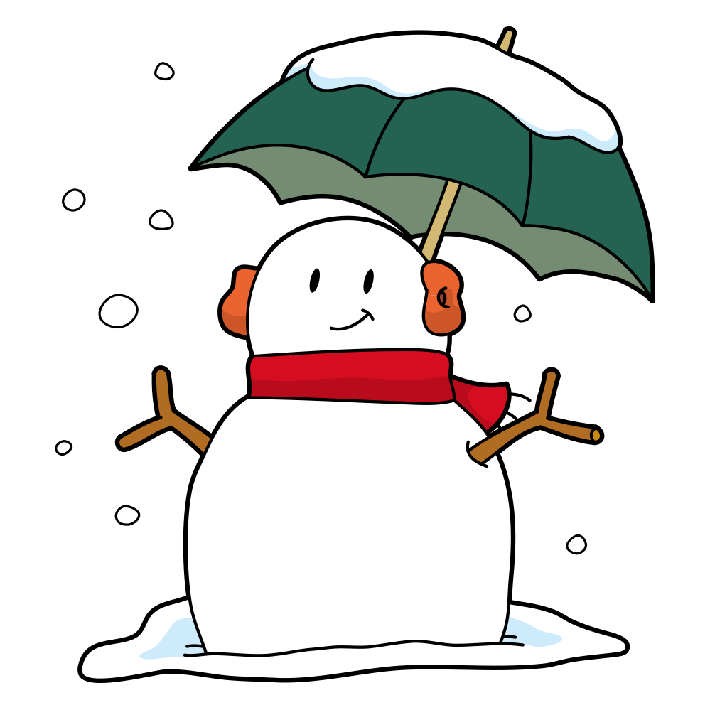 傘をさしてる雪だるま