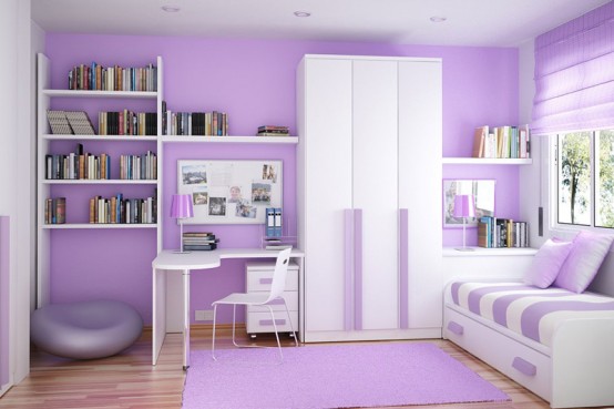 Interior Design with Combination of White Violet