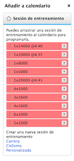 garmin calendar sesiones de entrenamiento