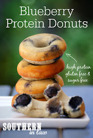 Healthy Blueberry Protein Donuts Recipe - baked donuts recipe, sugar free, high protein, gluten free, protein powder, healthy, low fat, low calorie