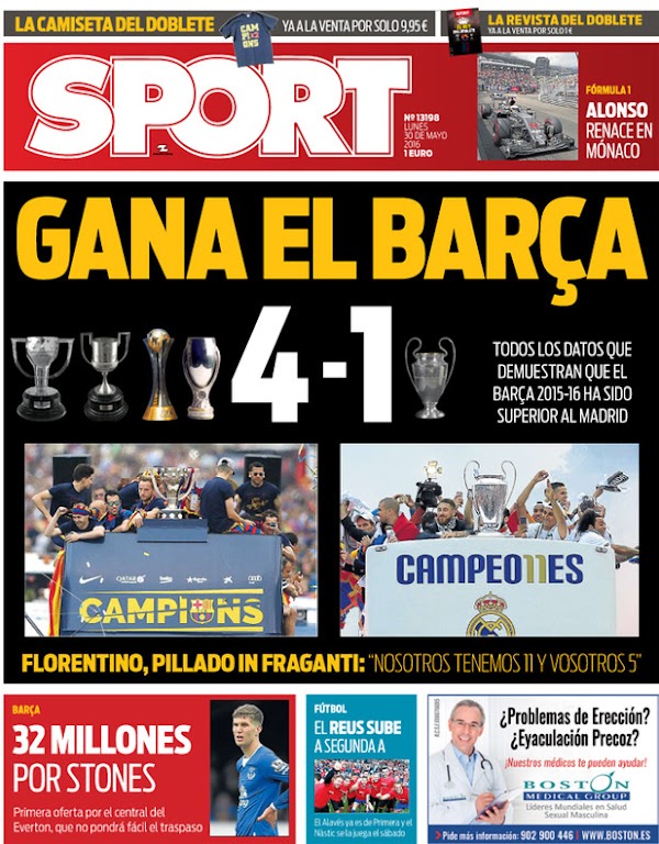 FC Barcelona, Sport: "Gana el Barça 4-1"
