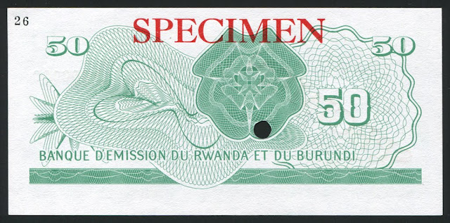 Rwanda-Burundi money currency 50 Francs bill