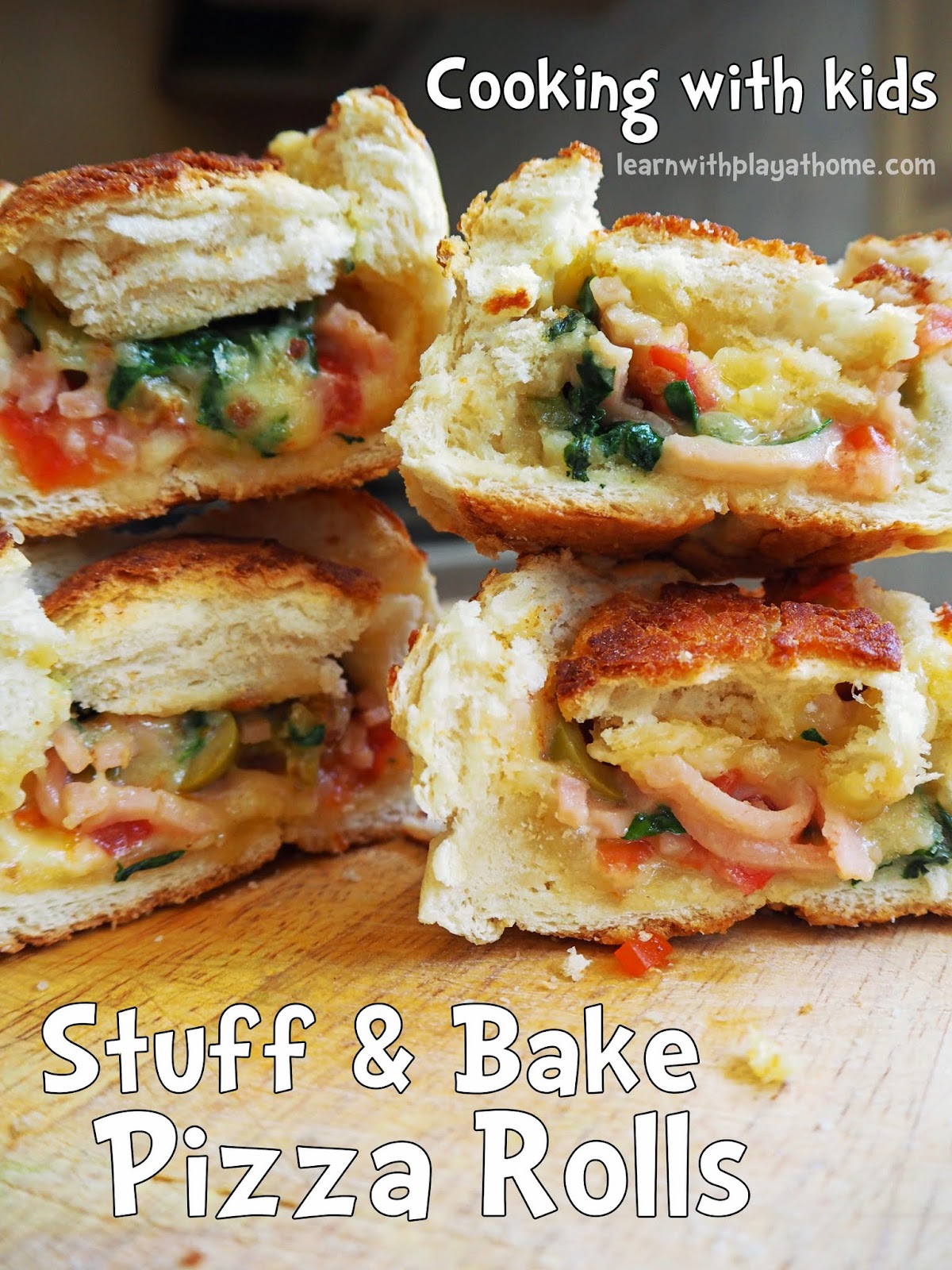 Learn with Play at Home Stuff and Bake Pizza Rolls. Cooking with Kids