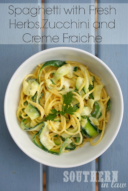 Spaghetti with Creme Fraiche, Zucchini and Fresh Herbs - Gluten Free, Healthy