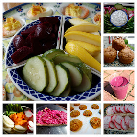 collage of vegetable and fruit-filled snacks