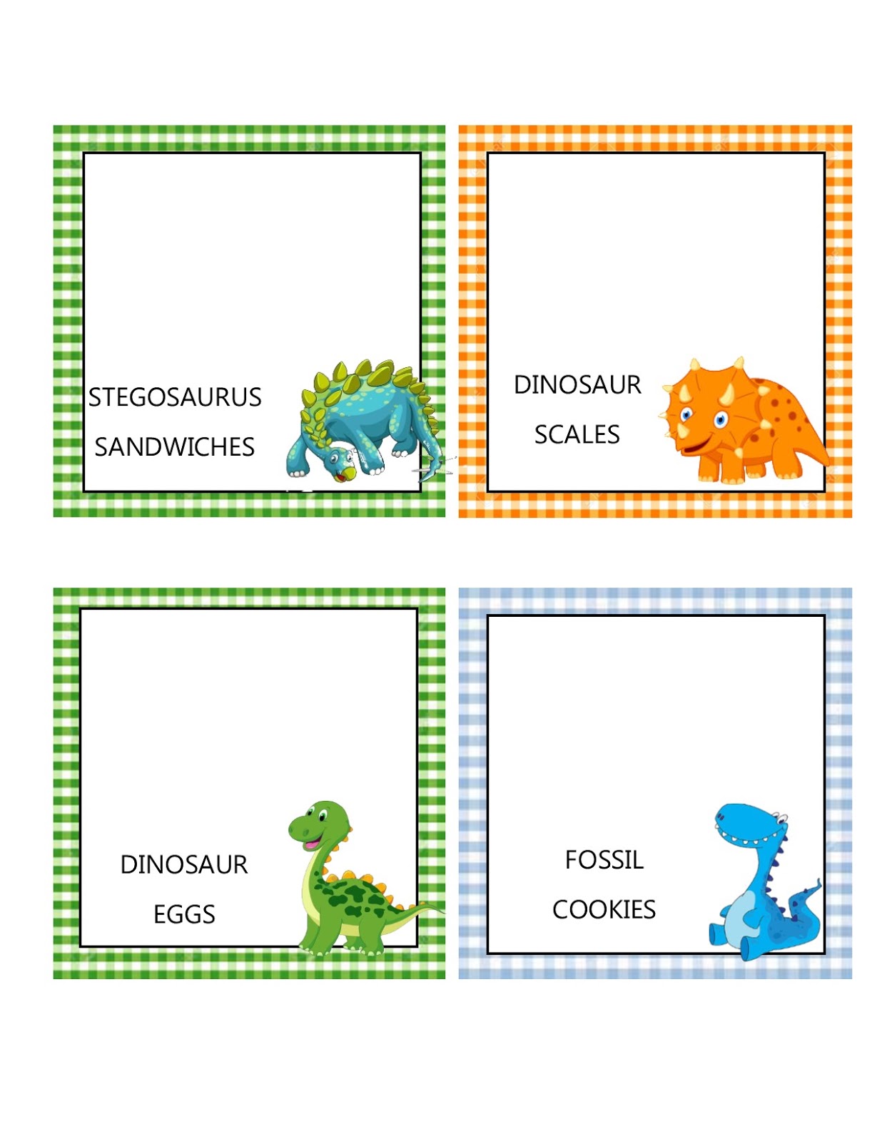 Dinosaur Food Labels Free Printable