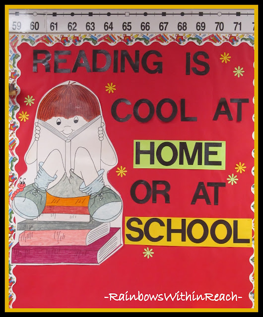 photo of: Bulletin Board: Reading is Cool at Home or at School (Back to School Bulletin Board RoundUP via RainbowsWIthinReach) 