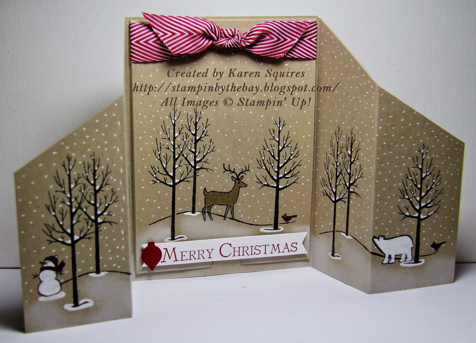 Stampin' By The Bay White Christmas Stand Up Card