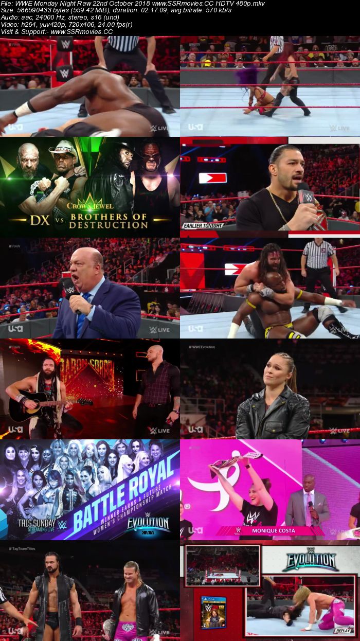 WWE Monday Night Raw 22nd October 2018 Full Show Download