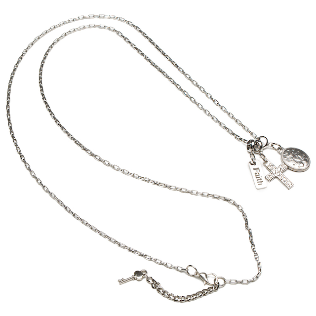 COLAR MASCULINO METAL FAITH SILVER KEY DESIGN