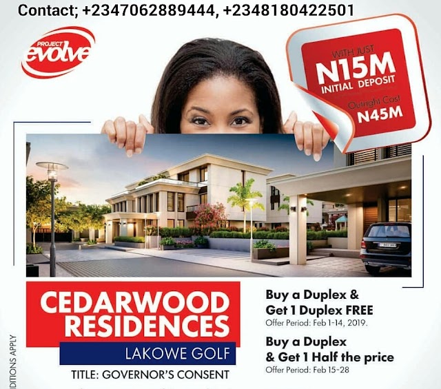 CEDARWOOD RESIDENCES, LAKOWE, LEKKI AJAH, LAGOS ( HOUSE FOR SALE)