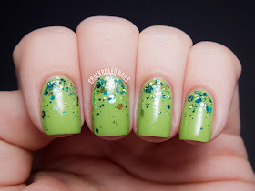 Chalkboard Nails: Glitter gradient with CrowsToes Frog's Breath
