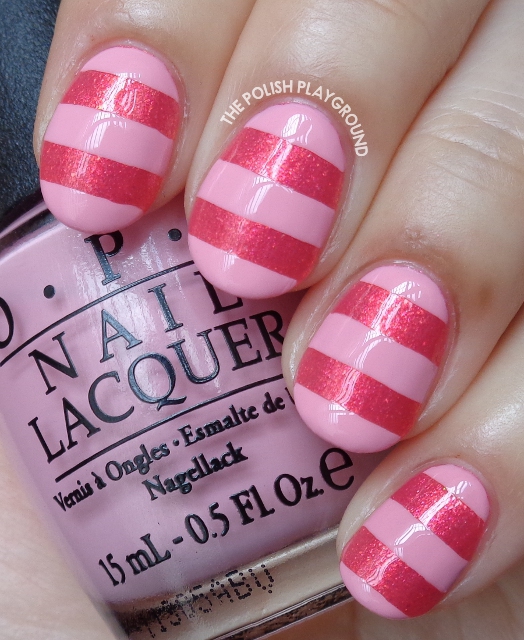 Pink Stripes Nail Art