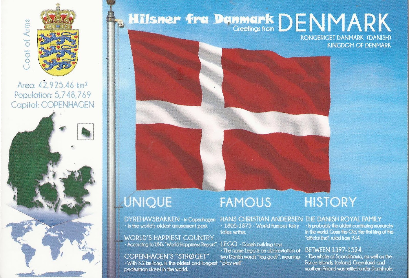 A Journey of Postcards Flags of the World Denmark