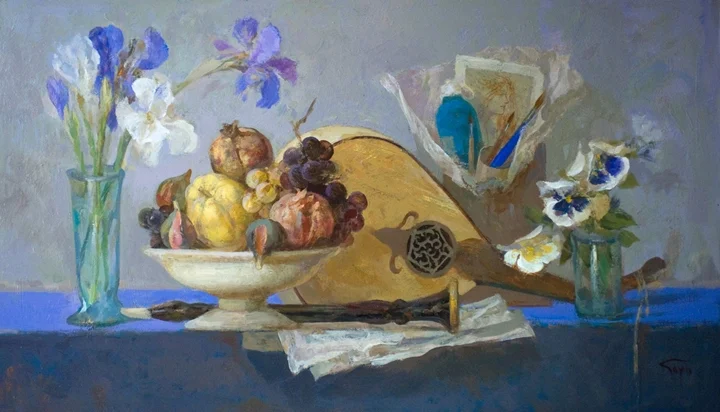 Goyo Dominguez 1960 | Spanish-born British Romantic/Realist painter | Still life