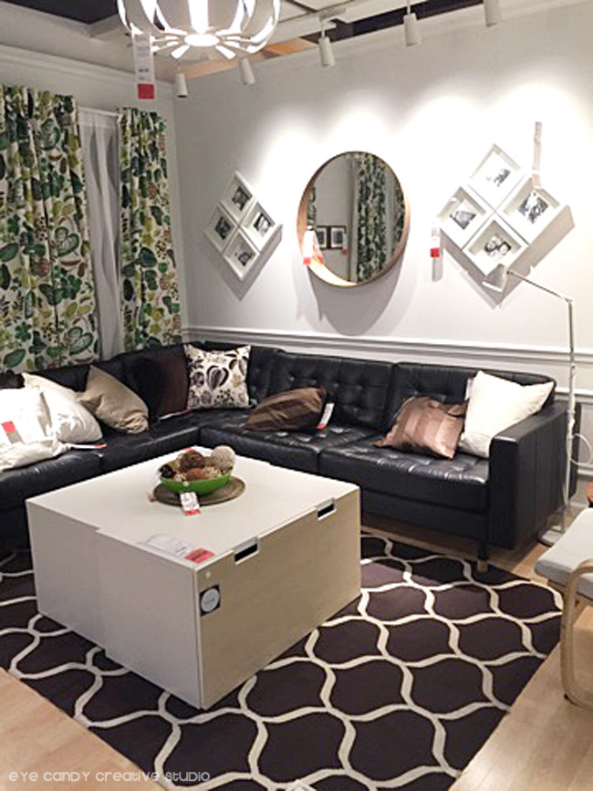 storage table, leather furniture, area rug, living room ideas at IKEA