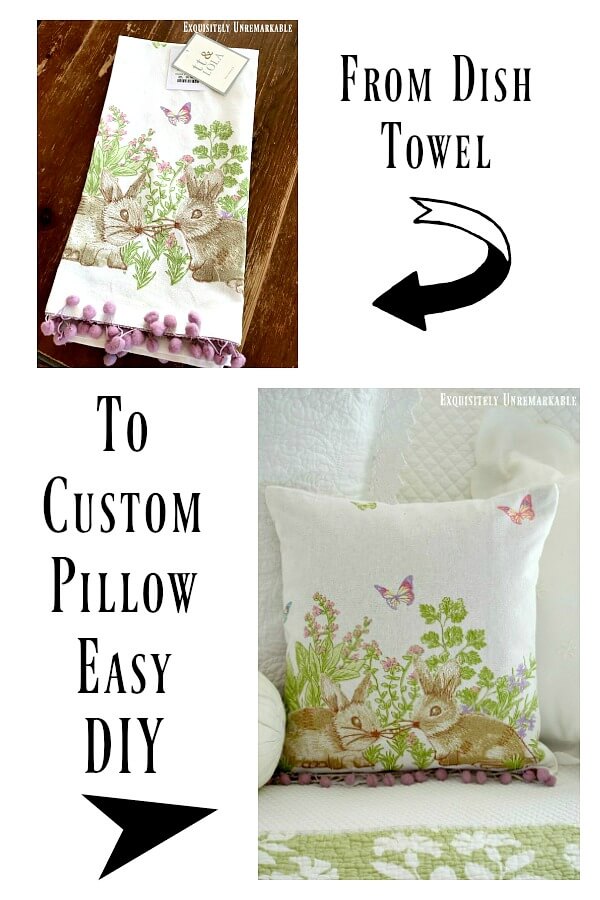 DIY Dish Towel Pillow Cover Exquisitely Unremarkable