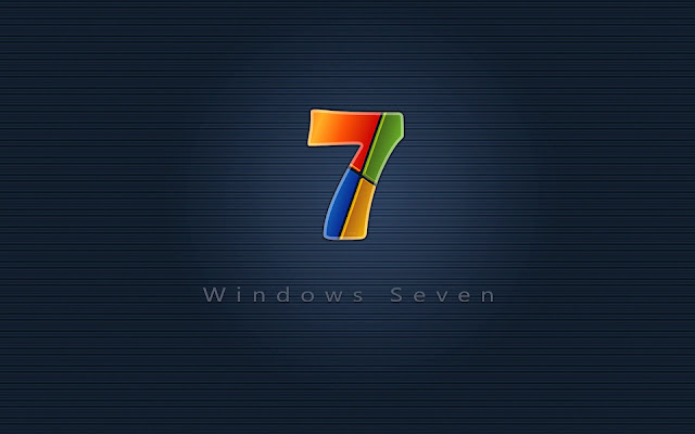 Donkerblauwe Windows 7 achtergrond met gekleurde Windows 7 logo wallpaper