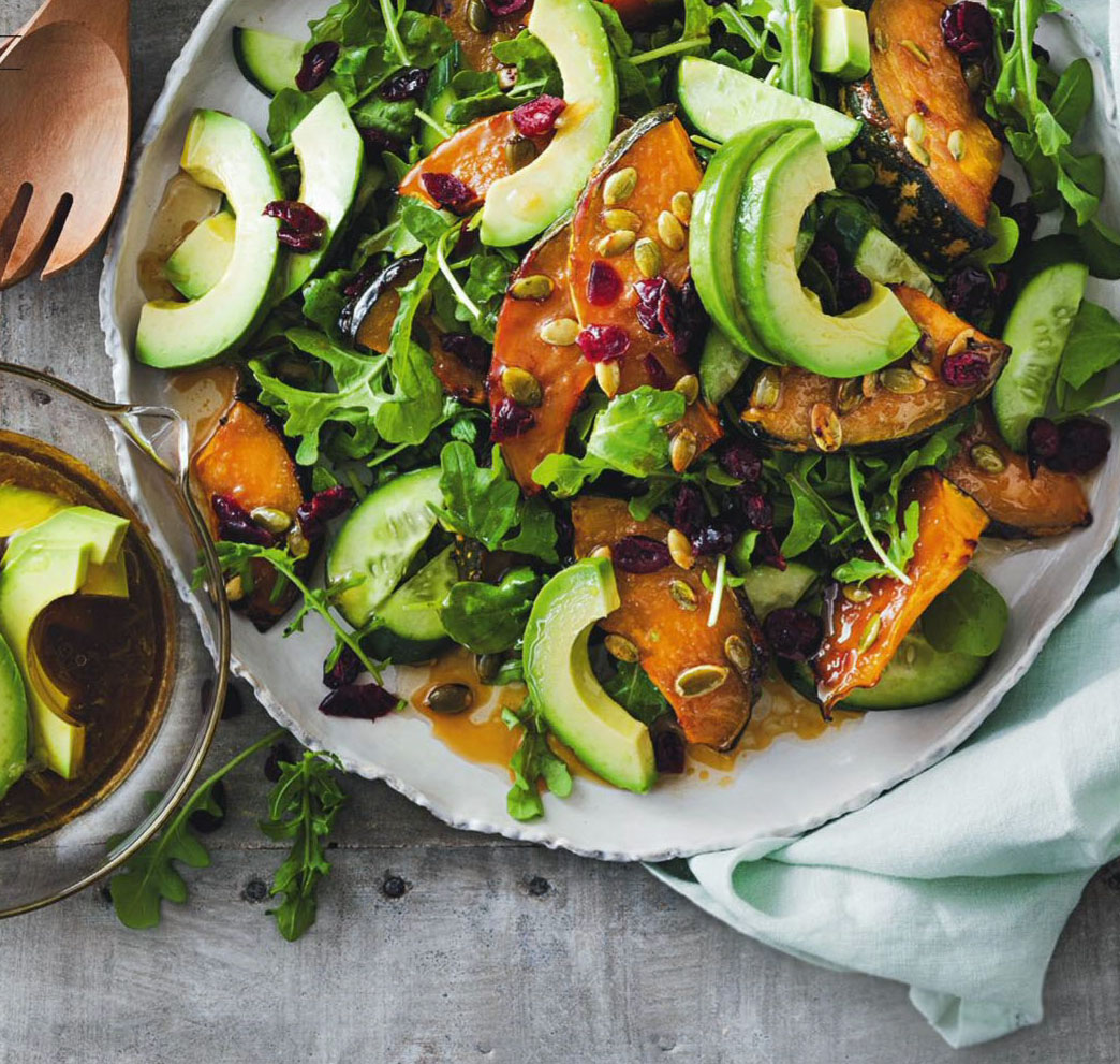 Sticky Pumpkin, Cranberry and Rocket Salad Apt3D