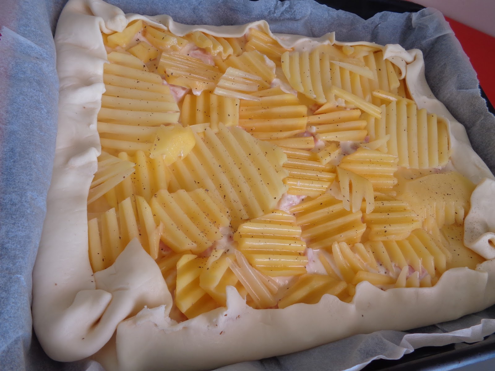 Passioni e Recensioni Pizza rustica veloce con mortadella , ricotta e patate