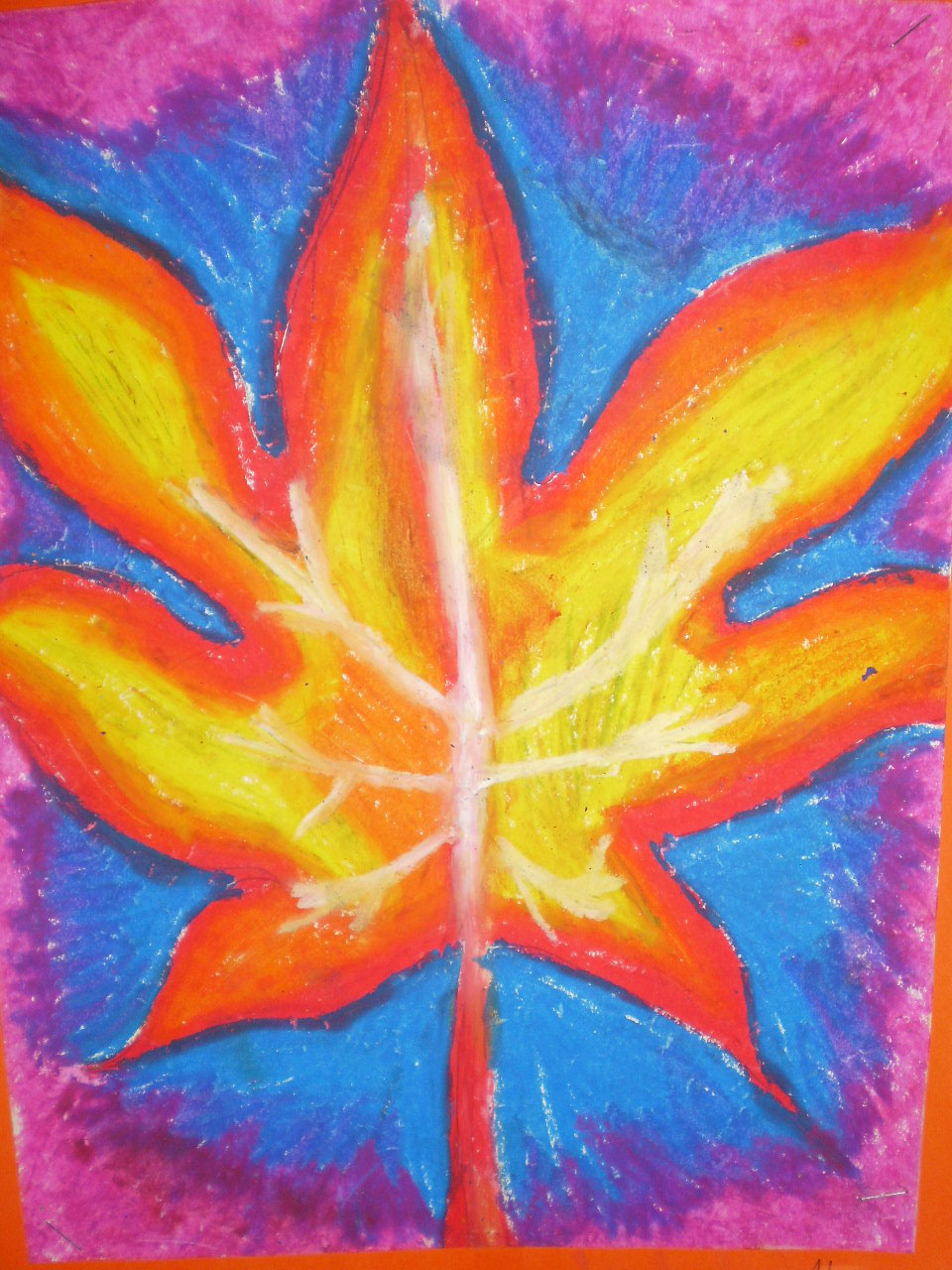 5th Grade oil pastel leaves