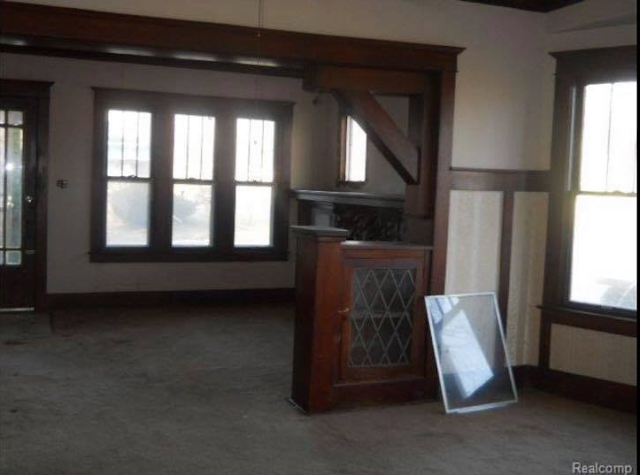living room and dining room of Sears Hawthorne 16770 Rockdale St, Detroit, Michigan-demolished