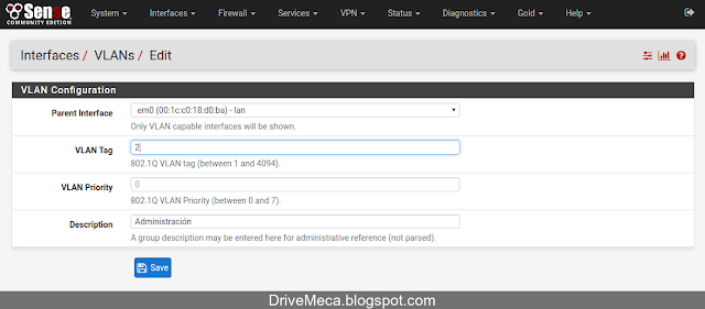 DriveMeca creando y configurando vlan en pfSense paso a paso