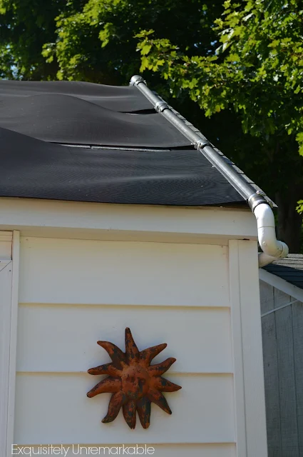 Solar panels mounted on garage roof