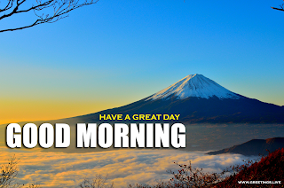 Morning Greetings on Mount Fuji Volcano Image.