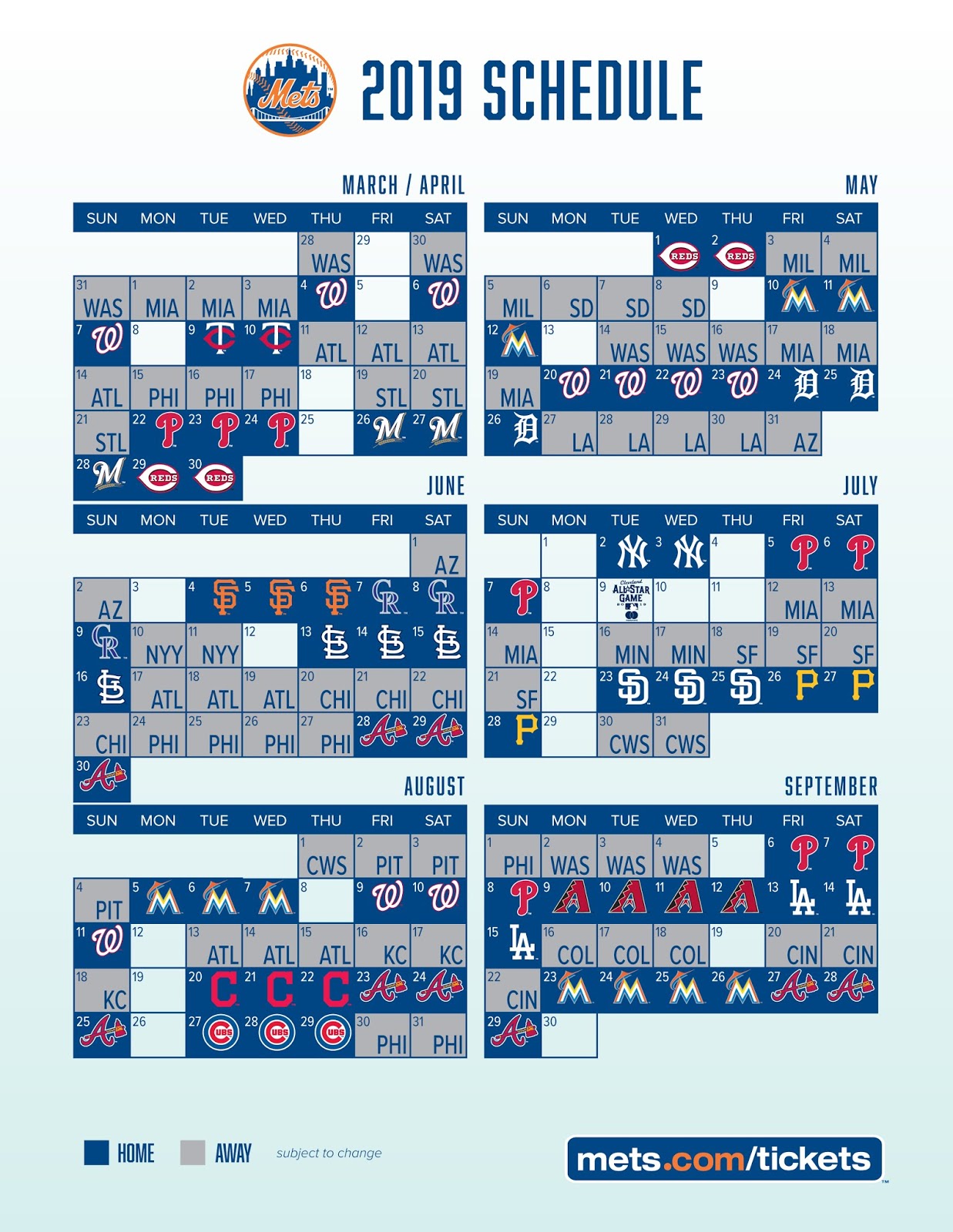 Mets Schedule June 2022 Themediagoon.com: Mets Announce 2019 Schedule