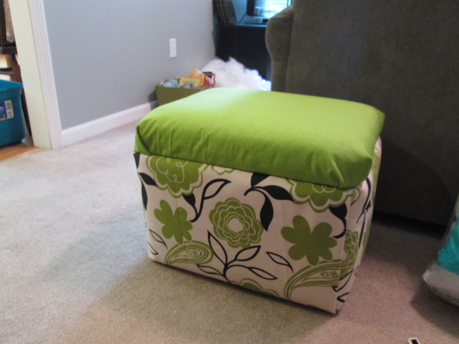 and kitty makes three Project Styrofoam Cooler Ottoman