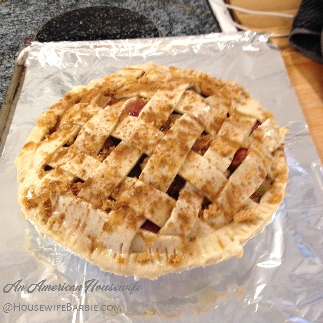 An American Housewife Homemade Strawberry & Rhubarb Pie (using frozen