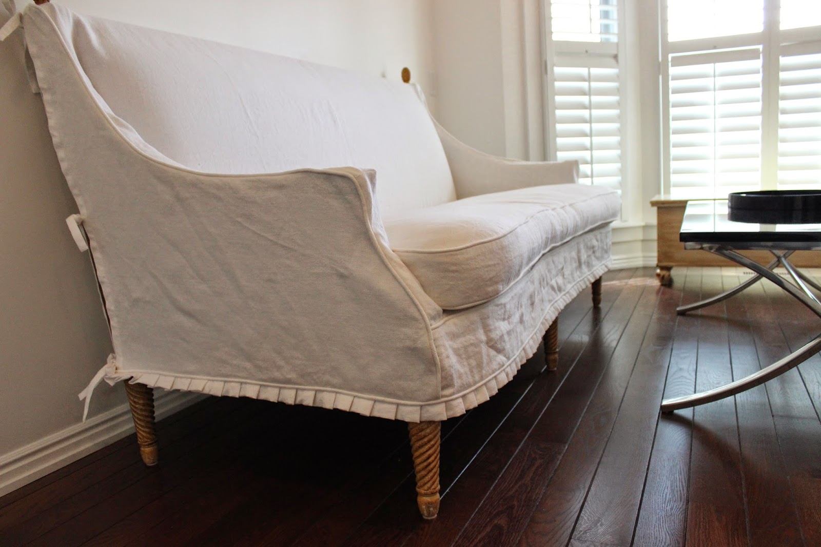 Custom Slipcovers by Shelley Heavyweight White Linen Slipcovers