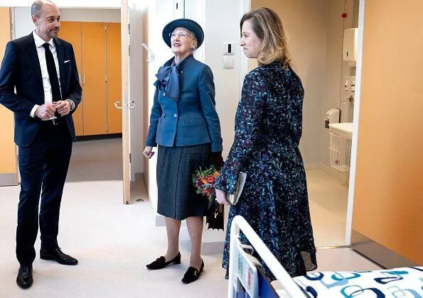 Queen Margrethe II attended the opening of the North Wing at Rigshospitalet in Copenhagen. the treatment of patients with burns, epilepsy