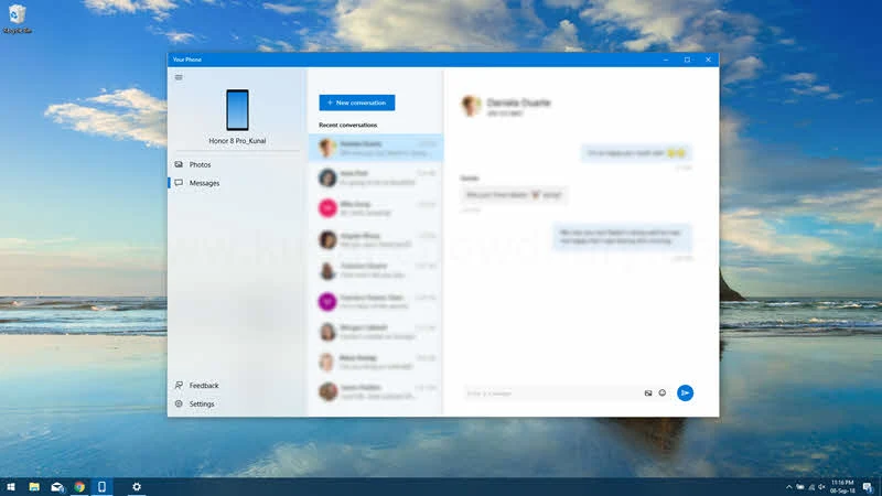 Windows 10'Your Phone' app now supports SMS integration