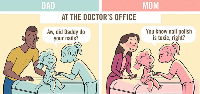 Honest Comics About How Differently Society Treats Dads Vs. Moms